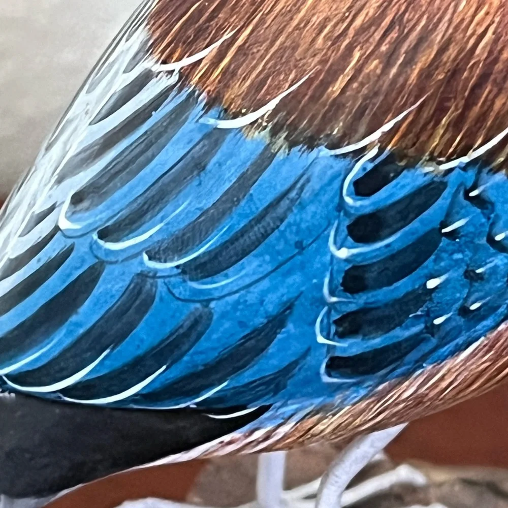 Handcarved Wood Western Bluebird in Burl Wood Bird